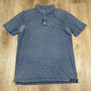 Faherty Brand Striped Polo Shirt Men's Blue Green Short Sleeve Casual Medium